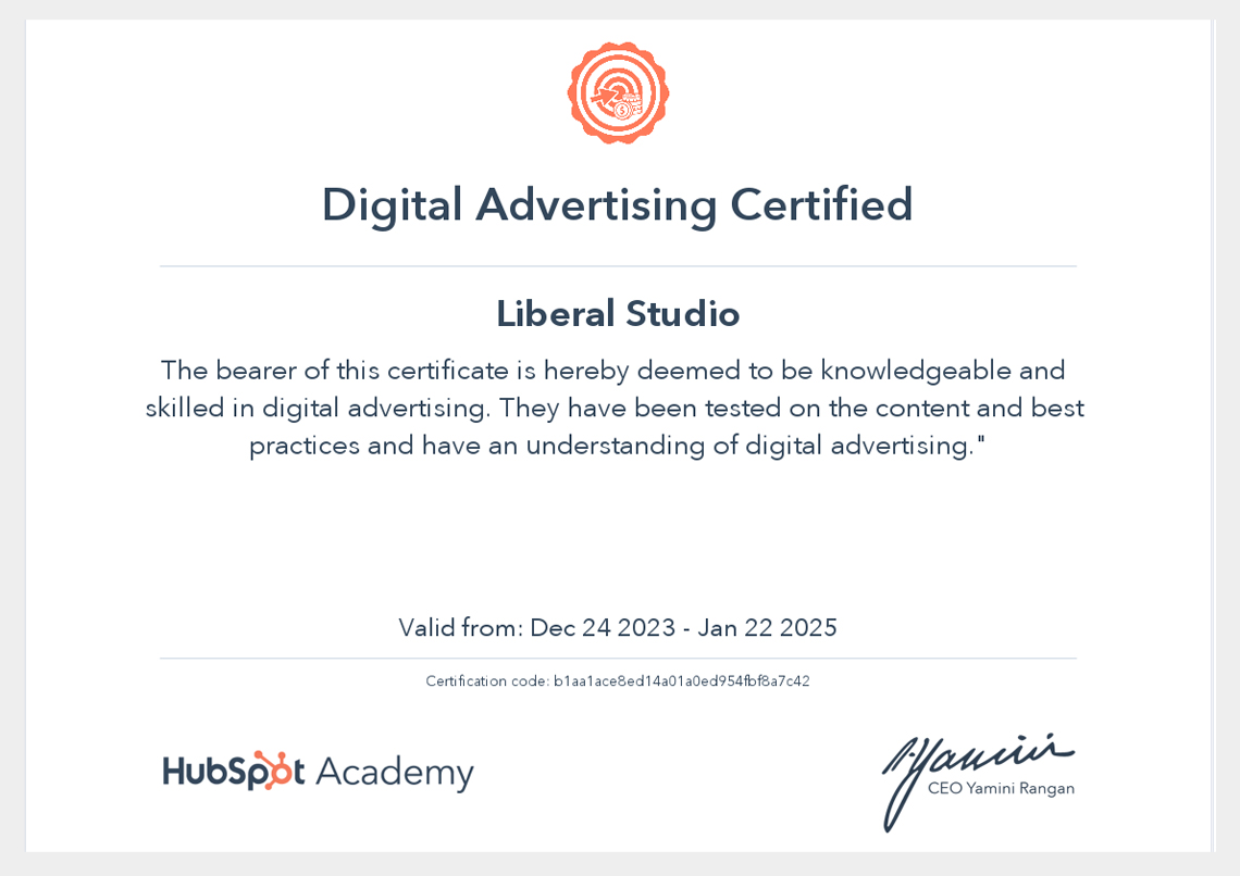 liberal studio certificazione digital advertising